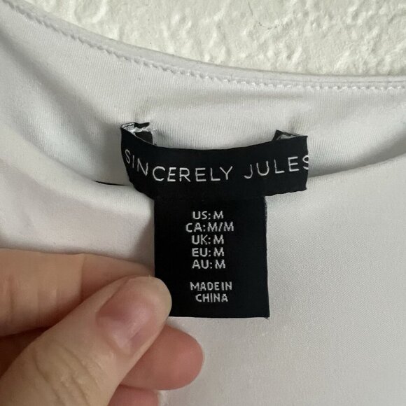 Sincerely Jules Bodysuit Medium White Sleeveless Stretch - Picture 4 of 7